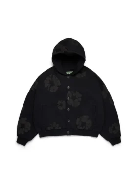 Bawełniana bluza z kapturem „Cotton Wreath Hoodie” – czarna