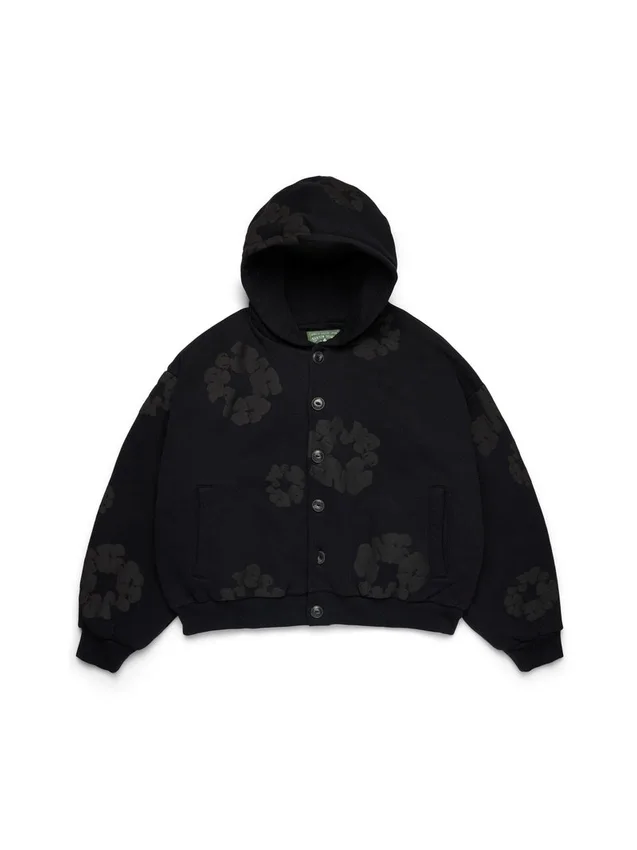 Bawełniana bluza z kapturem „Cotton Wreath Hoodie” – czarna