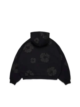 Bawełniana bluza z kapturem „Cotton Wreath Hoodie” – czarna