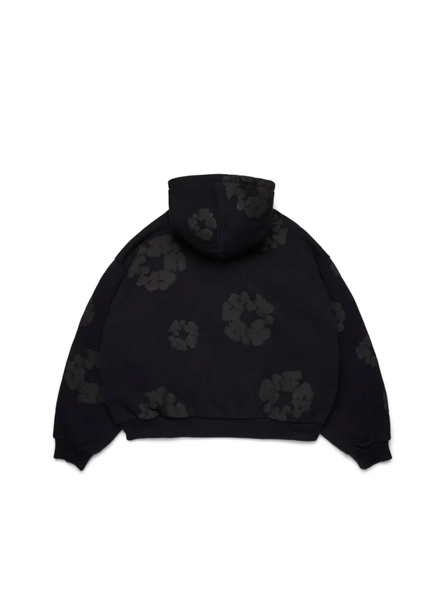 Bawełniana bluza z kapturem „Cotton Wreath Hoodie” – czarna