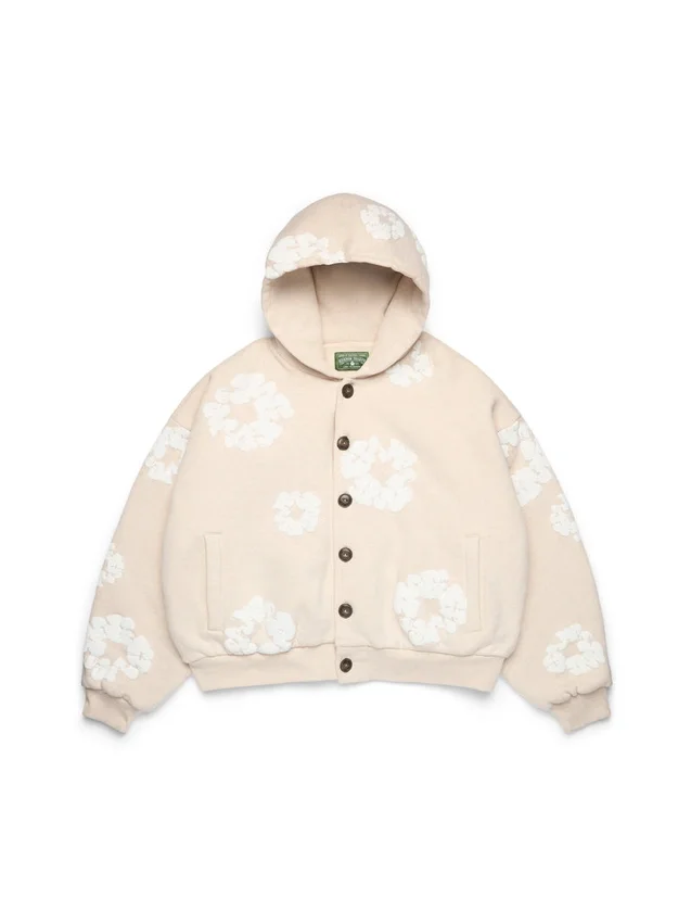 Bawełniana bluza z kapturem „Cotton Wreath” w kolorze owsianym