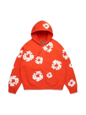 Bawełniana bluza z kapturem i zamkiem „Cotton Wreath” w kolorze ciemno pomarańczowym