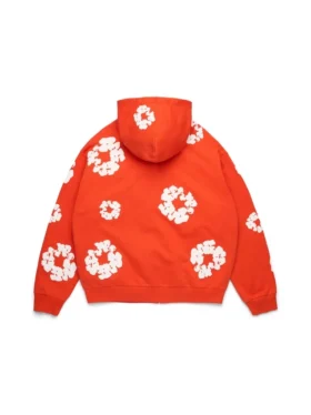 Bawełniana bluza z kapturem i zamkiem „Cotton Wreath” w kolorze ciemno pomarańczowym