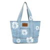 Bawełniana torba typu shopper z motywem Cotton Wreath z jasno spranego Denimu