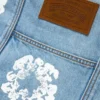 Bawełniana torba typu shopper z motywem Cotton Wreath z jasno spranego Denimu