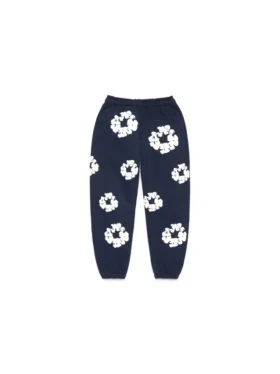 Bawełniane spodnie dresowe dla dzieci z motywem Cotton Wreath w kolorze granatowym