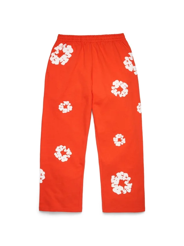Bawełniane spodnie dresowe typu baggy z motywem Cotton Wreath, ciemny pomarańczowy