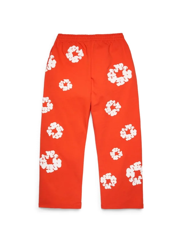 Bawełniane spodnie dresowe typu baggy z motywem Cotton Wreath, ciemny pomarańczowy