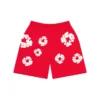 Bawełniane szorty dresowe z motywem Cotton Wreath, czerwone