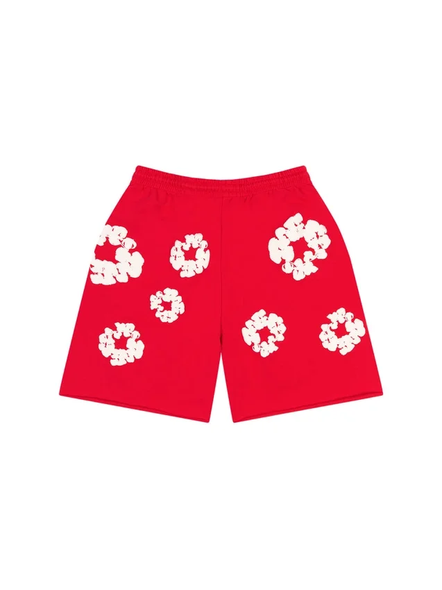 Bawełniane szorty dresowe z motywem Cotton Wreath, czerwone