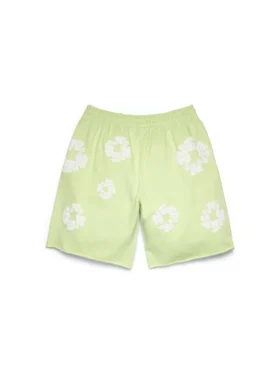 Bawełniane szorty dresowe z motywem Cotton Wreath w kolorze miętowym