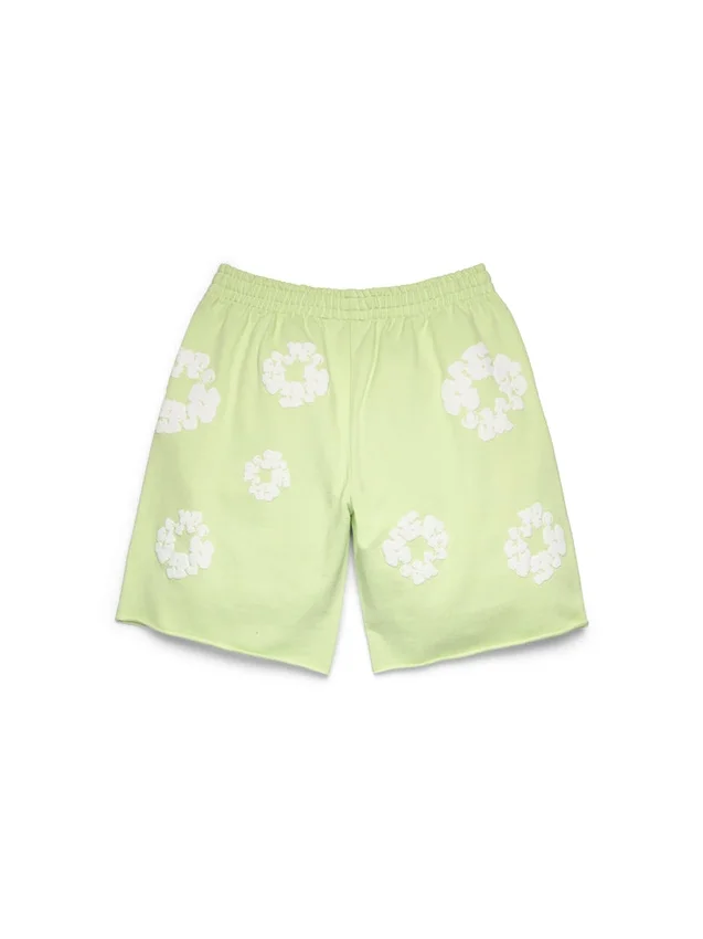 Bawełniane szorty dresowe z motywem Cotton Wreath w kolorze miętowym