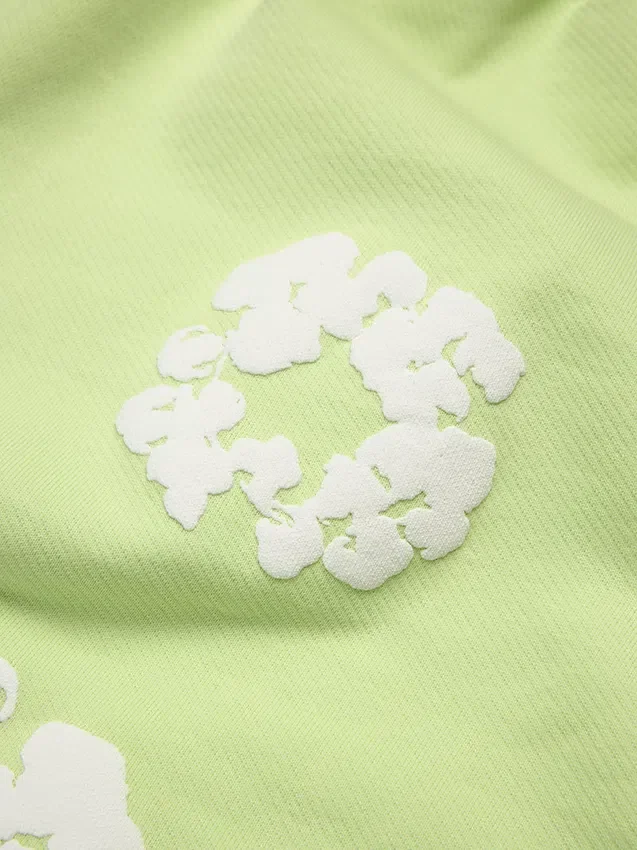 Bawełniane szorty dresowe z motywem Cotton Wreath w kolorze miętowym