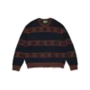 Bawełniany sweter w paski z motywem Cotton Wreath, granatowo-brązowy
