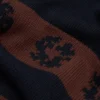 Bawełniany sweter w paski z motywem Cotton Wreath, granatowo-brązowy