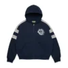 Bluza z kapturem Denim U z panelami i zamkiem, granatowa
