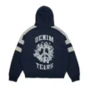 Bluza z kapturem Denim U z panelami i zamkiem, granatowa