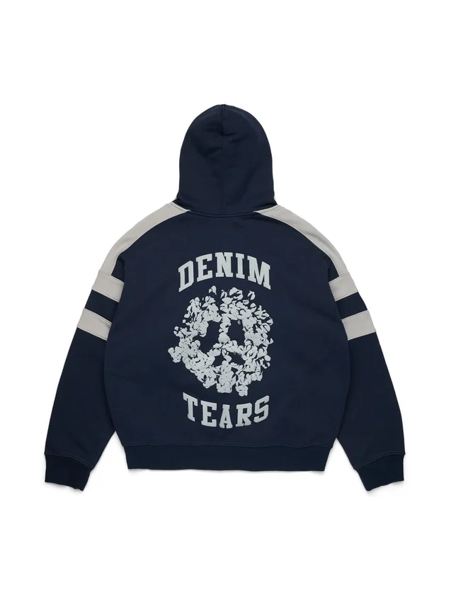 Bluza z kapturem Denim U z panelami i zamkiem, granatowa