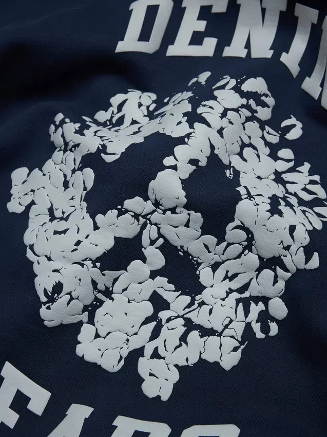 Bluza z kapturem Denim U z panelami i zamkiem, granatowa