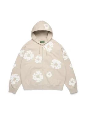 Bluza z kapturem i zamkiem „Cotton Wreath” w kolorze kremowym