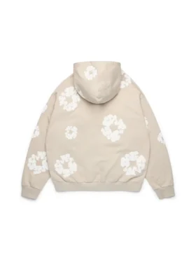Bluza z kapturem i zamkiem „Cotton Wreath” w kolorze kremowym