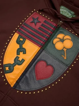 Bluza z kapturem i zamkiem „Libertas Crest” – brązowa, spran