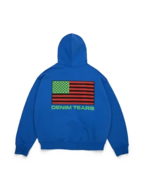 Bluza z kapturem i zamkiem „Pan African” – niebieska