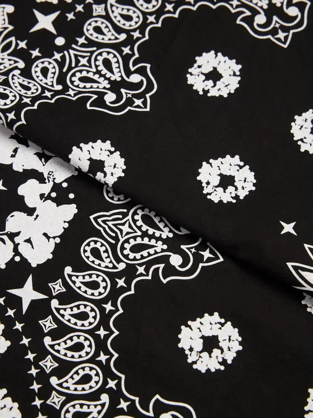 Cotton Wreath bandana w wzór paisley z motywem wieńca, czarna