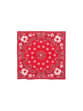 Cotton Wreath bandana w wzór paisley z motywem wieńca, czerwona