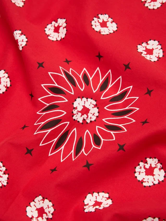 Cotton Wreath bandana w wzór paisley z motywem wieńca, czerwona