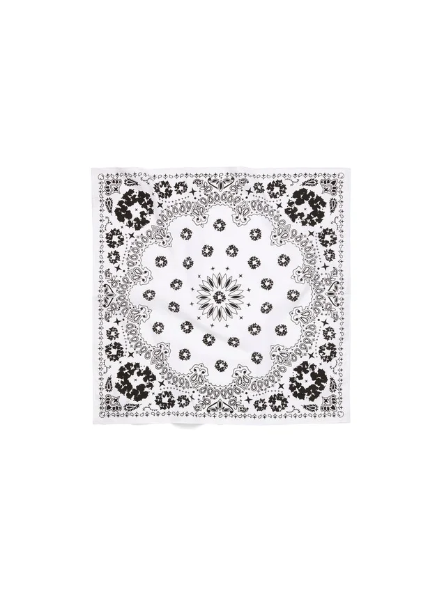 Cotton Wreath bandana with Paisley pattern and a wreath, white