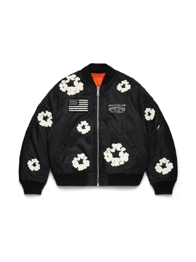 Cotton Wreath bomberka MA-1 z motywem wianka, czarna