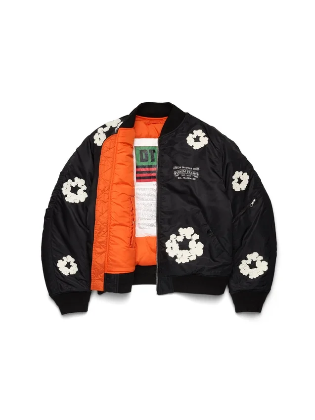 Cotton Wreath bomberka MA-1 z motywem wianka, czarna