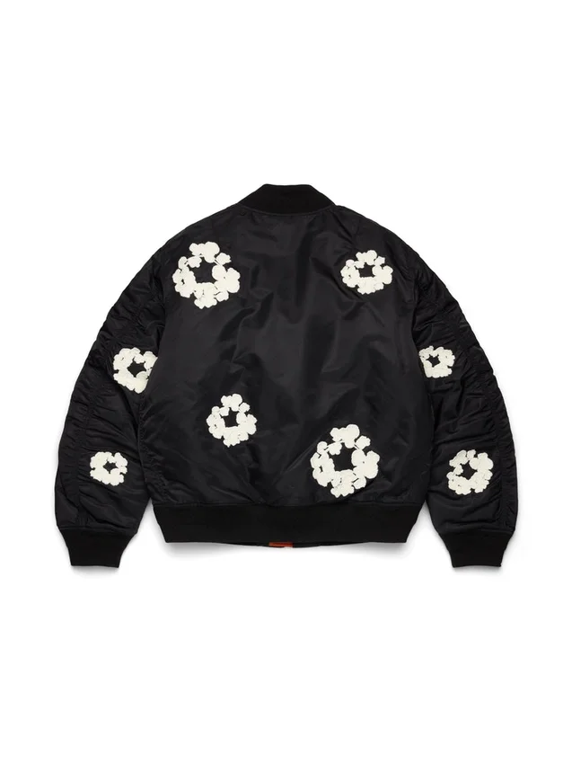 Cotton Wreath bomberka MA-1 z motywem wianka, czarna