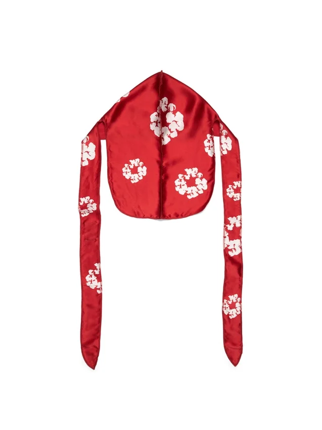 Cotton Wreath durag z motywem wieńca, czerwony