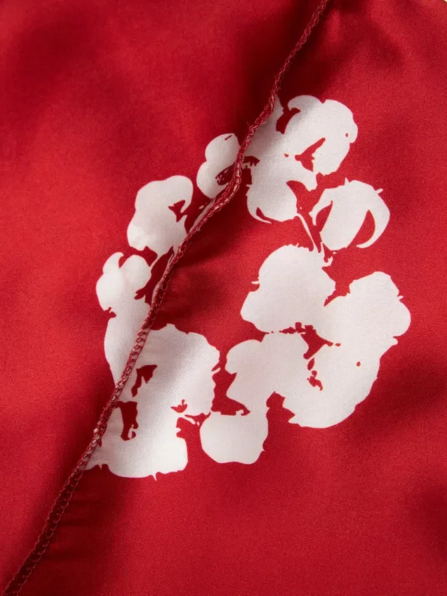 Cotton Wreath durag z motywem wieńca, czerwony