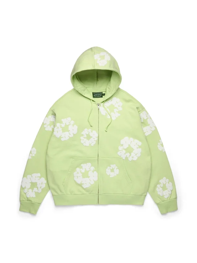 Cotton Wreath Hoodie z kapturem i zamkiem błyskawicznym w kolorze miętowym