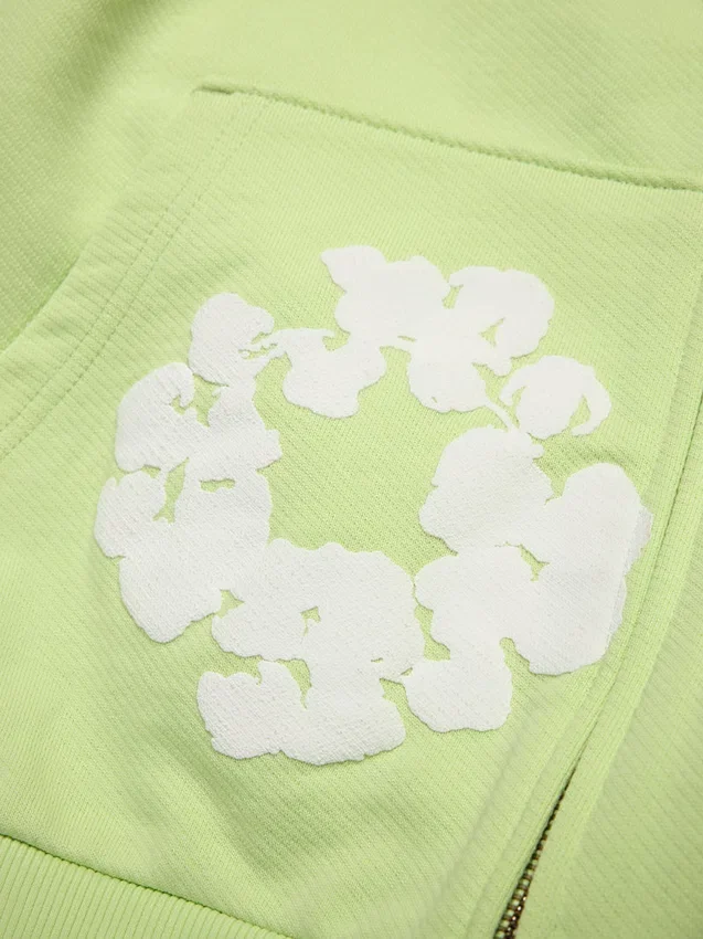 Cotton Wreath Hoodie z kapturem i zamkiem błyskawicznym w kolorze miętowym