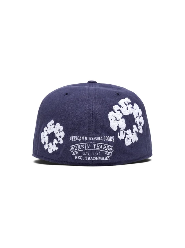 Cotton Wreath New Era 59FIFTY z płótna bawełnianego z motywem wianka, kolor indygo