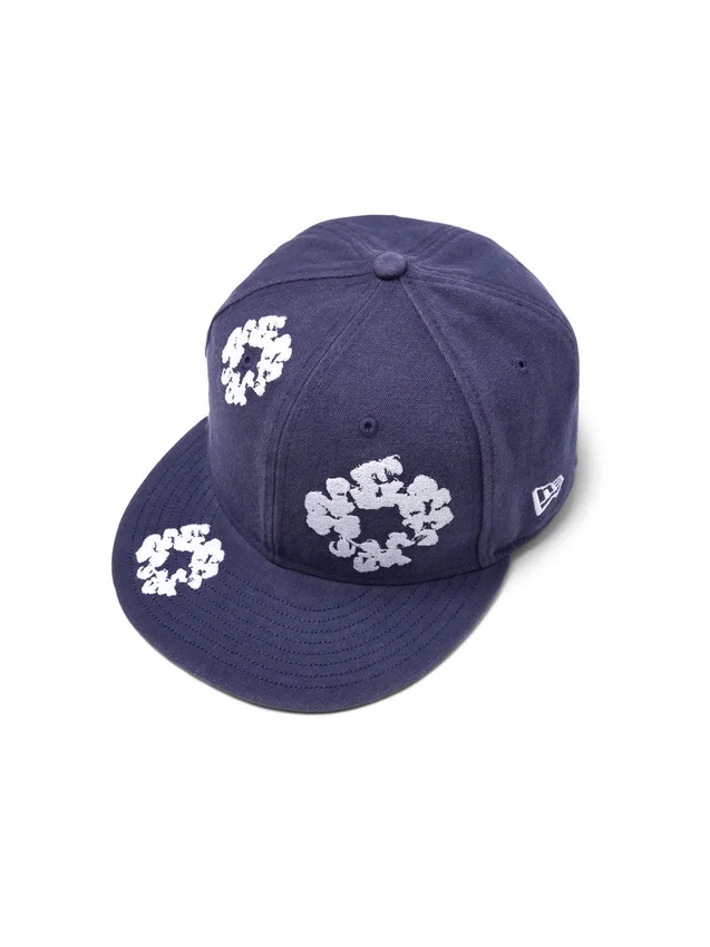 Cotton Wreath New Era 59FIFTY z płótna bawełnianego z motywem wianka, kolor indygo