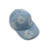 Czapka z surowego denimu z bawełnianym motywem Cotton Wreath, jasne wykończenie