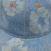 Czapka z surowego denimu z bawełnianym motywem Cotton Wreath, jasne wykończenie