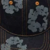 Czapka z surowego Denimu z motywem „Cotton Wreath” w kolorze „Washed Indigo”