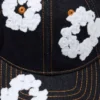 Czapka z surowego Denimu z motywem „Cotton Wreath” – wybarwiona na kolor indygo