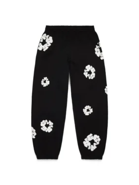 Czarne Cotton Wreath Sweatpants