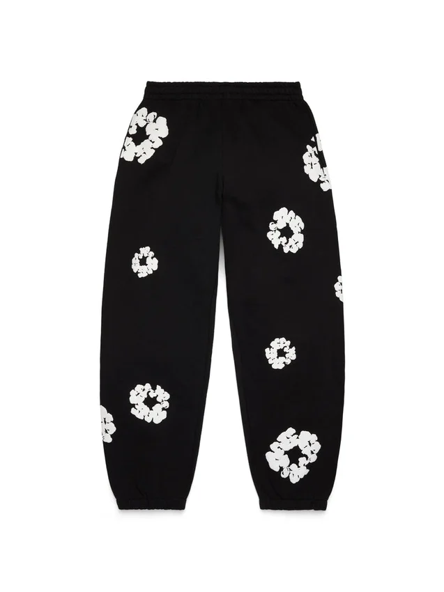 Czarne Cotton Wreath Sweatpants
