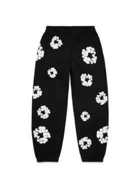 Czarne Cotton Wreath Sweatpants