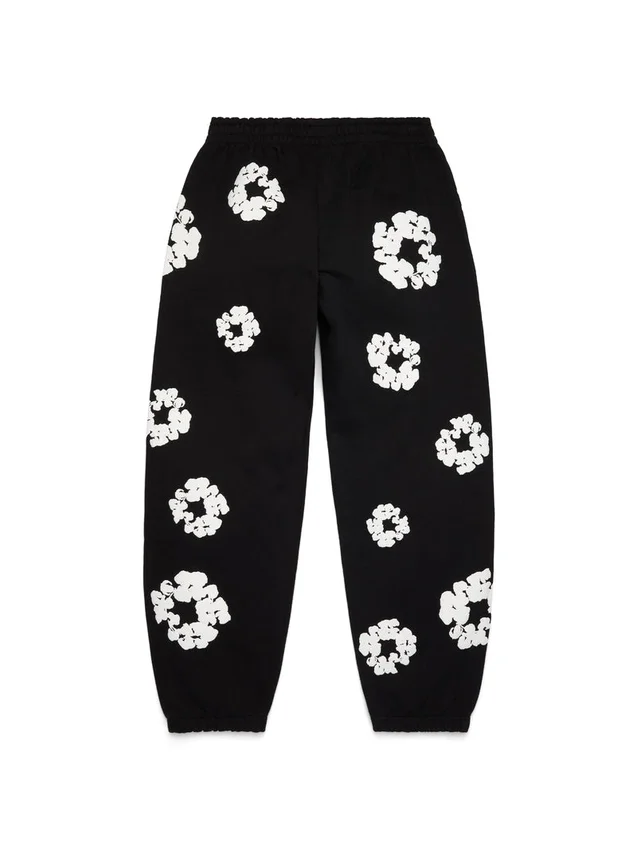 Czarne Cotton Wreath Sweatpants