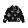 Czarny kardigan z motywem „Cotton Wreath” z moheru