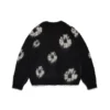 Czarny kardigan z motywem „Cotton Wreath” z moheru